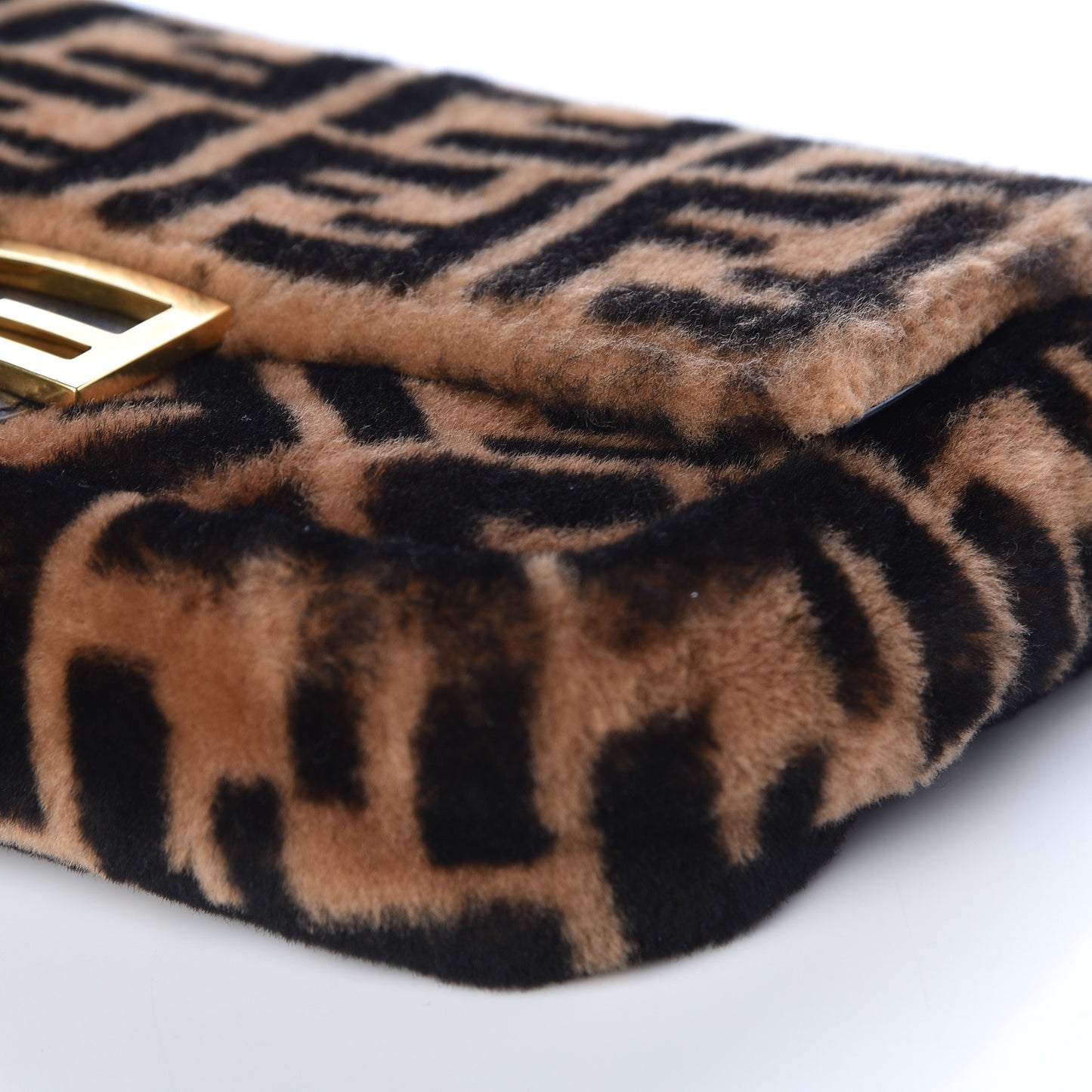 Shearling Vitello Dolce Macro FF 1974 Baguette Tobacco Black