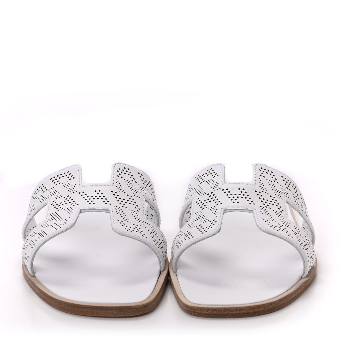 Calfskin Perforated Oran Sandals 37 White