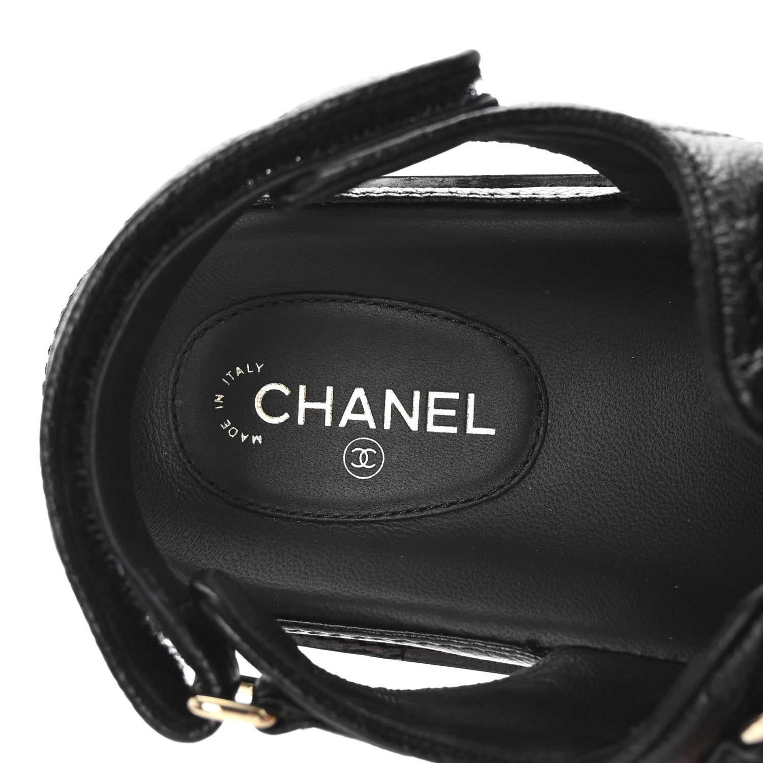 Chanel Grained Calfskin Velcro Dad Sandals 38.5 Black 8 of 10