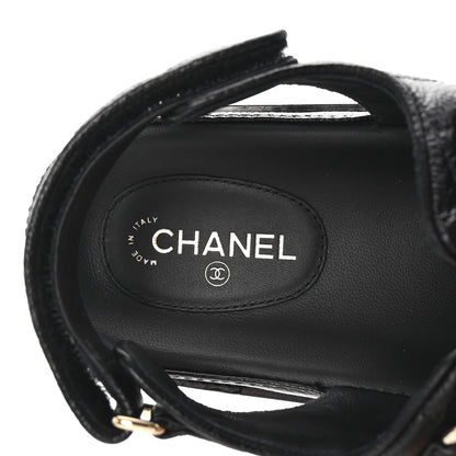 Chanel Grained Calfskin Velcro Dad Sandals 38.5 Black 8 of 10