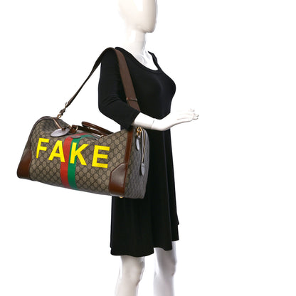 Gucci GG Supreme Monogram Azalea Calfskin Fake/Not Medium Retro Interlocking G Carry On Duffle Beige Ebony Brown Sugar 2 of 9