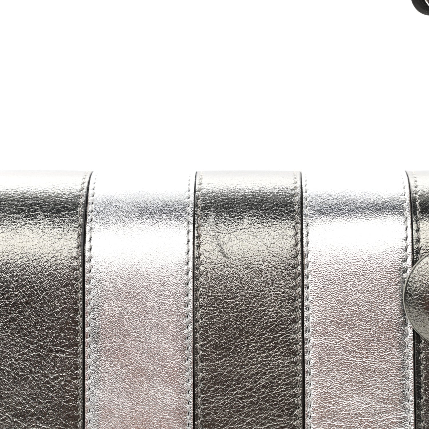 Fendi Metallic Calfskin Flowerland Scalloped Studded Pequin Kan I Shoulder Bag Argento 11 of 12