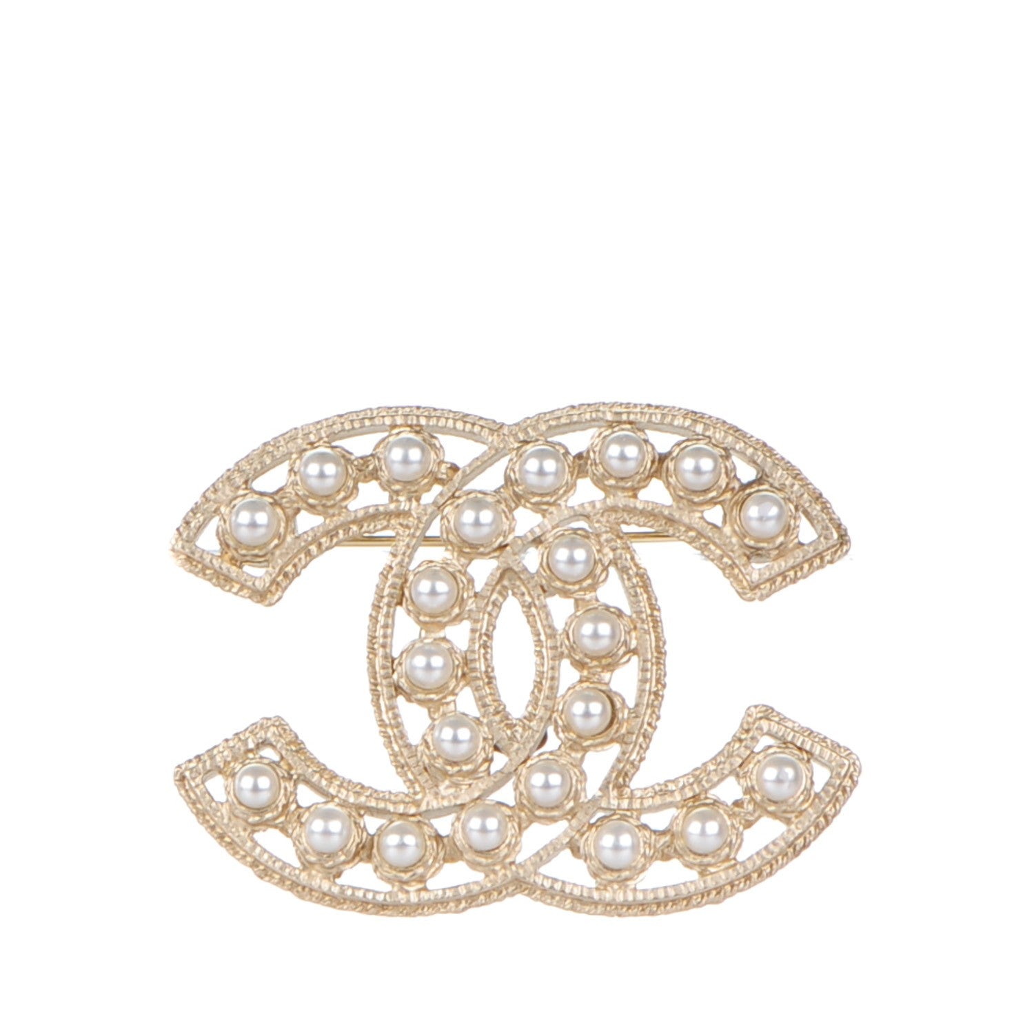 Chanel Pearl CC Brooch Gold 1 of 6
