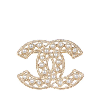 Chanel Pearl CC Brooch Gold 1 of 6