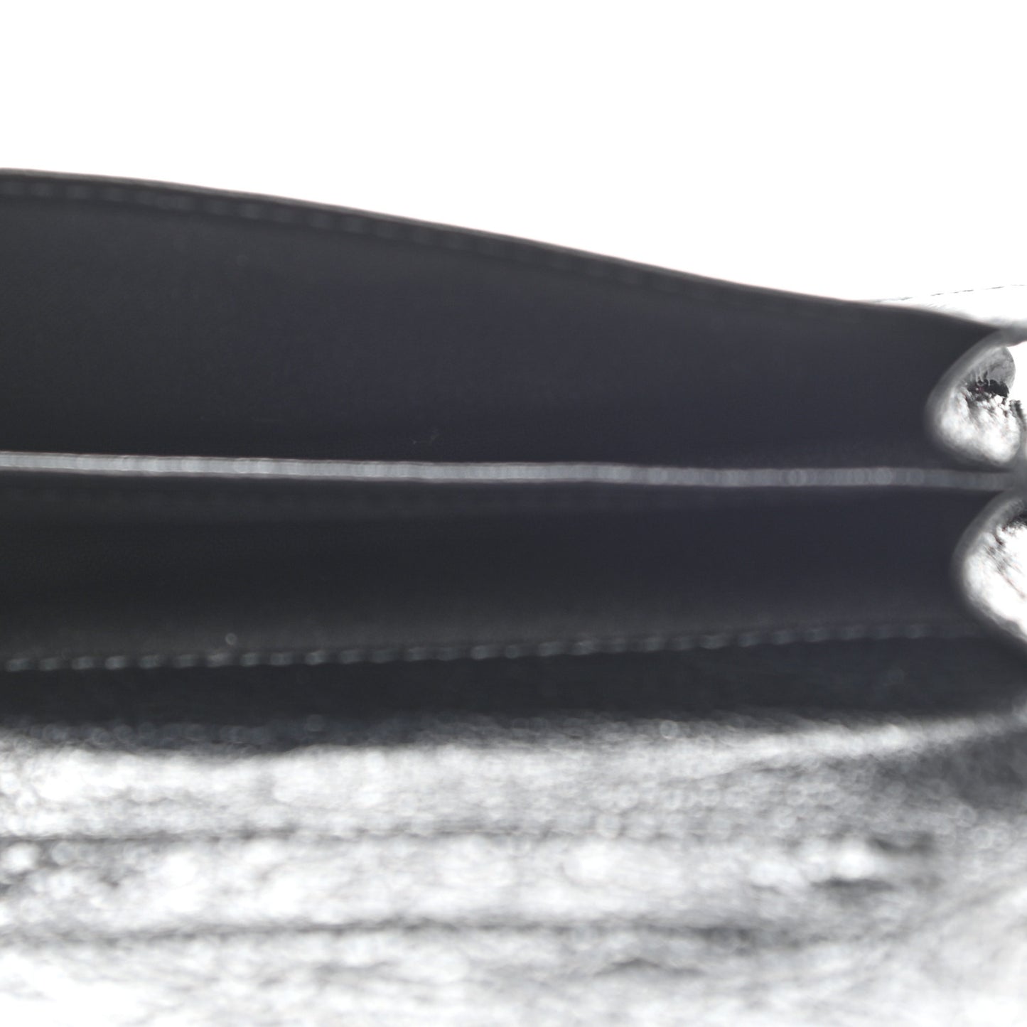 Agneau Classic Silver Hardware Card Case Black