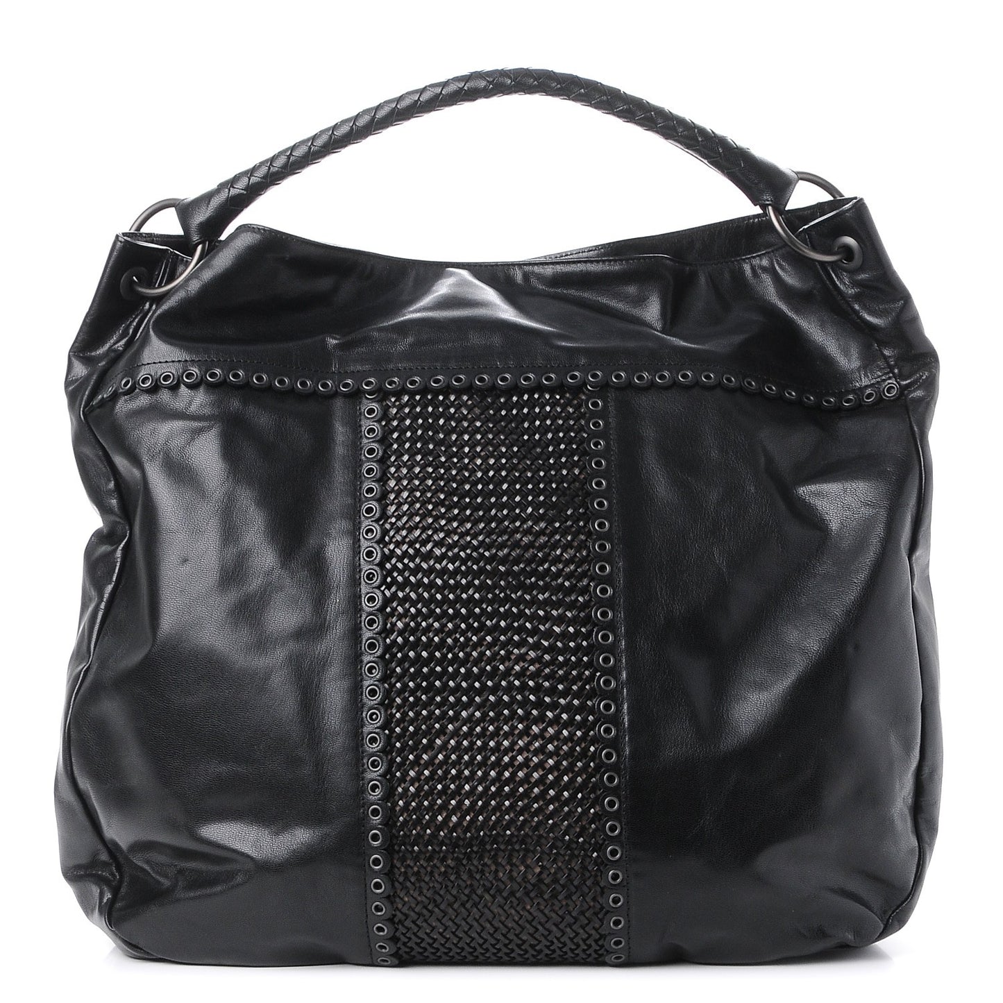 Nappa Grommet Oversized Hobo Black