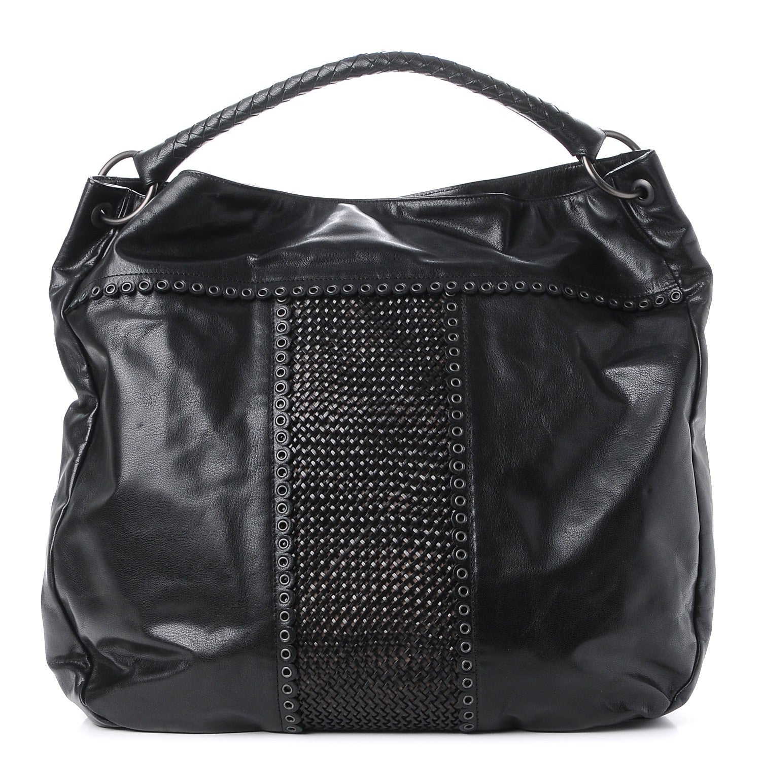 Bottega Veneta Nappa Grommet Oversized Hobo Black 1 of 8