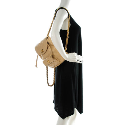 Chanel Lambskin Quilted Backpack Beige 2 of 10
