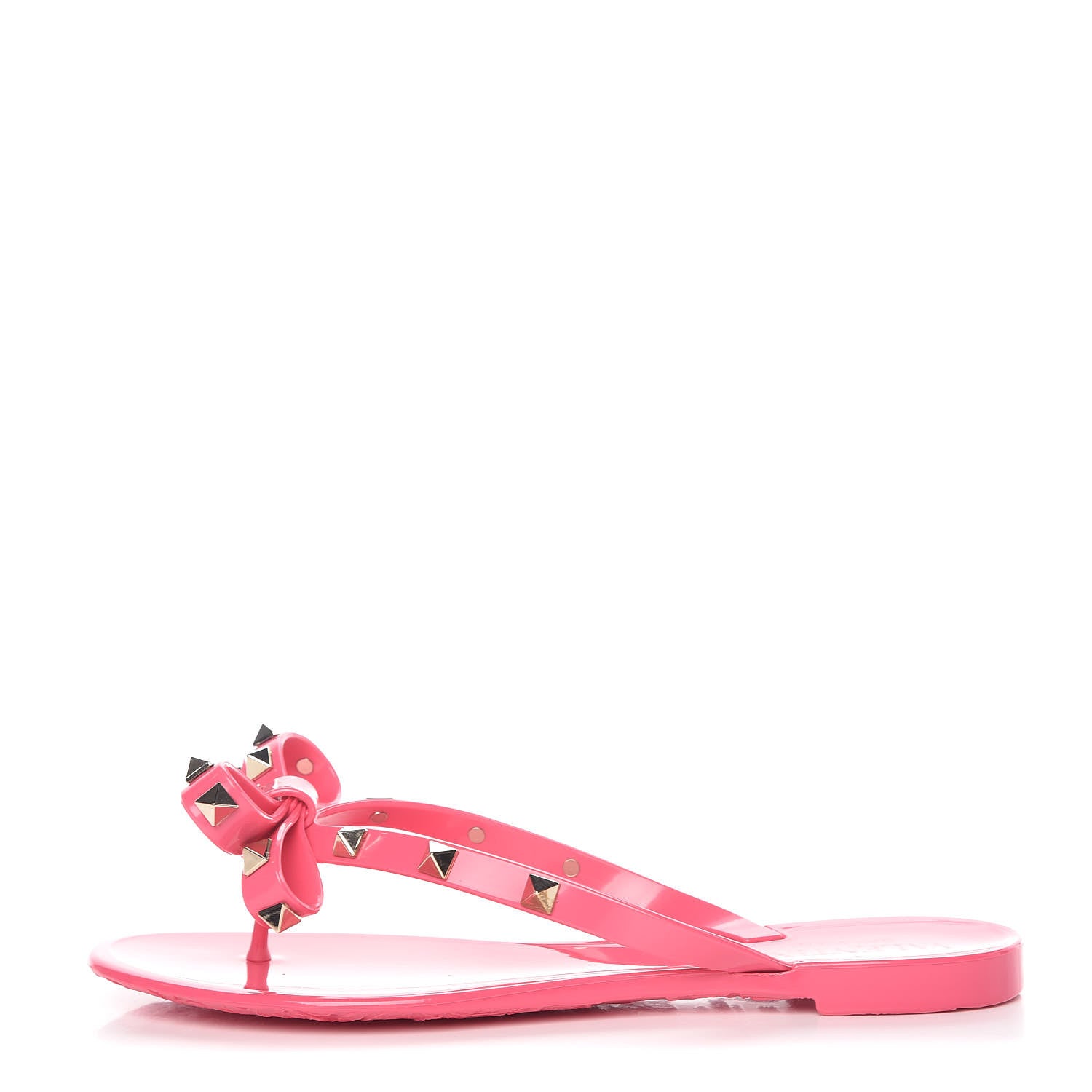 Valentino Garavani PVC Jelly Rockstud Bow Thong Sandals 35 Sweet Pink 1 of 8