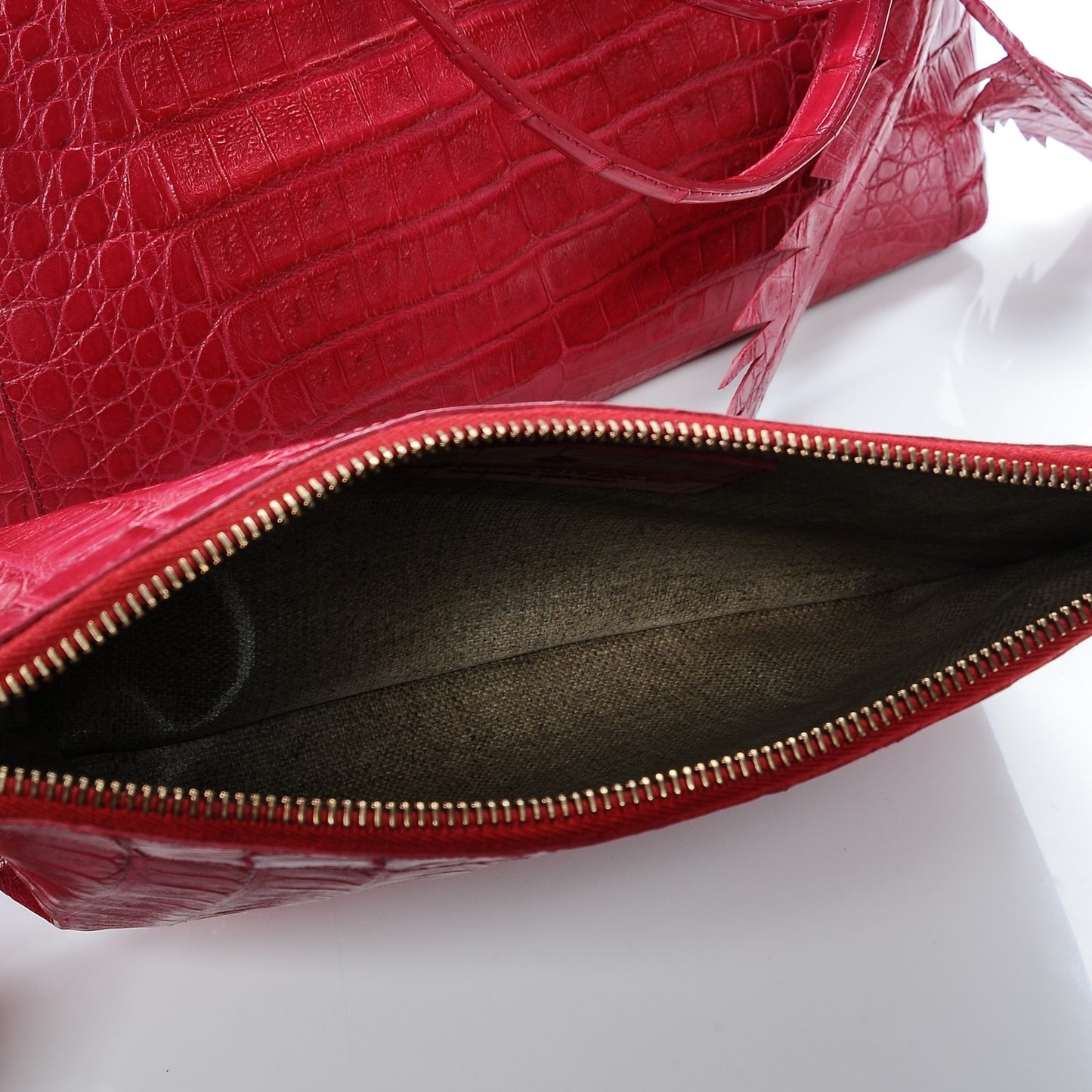 Crocodile Erica Crocodile Shopper Tote Pink