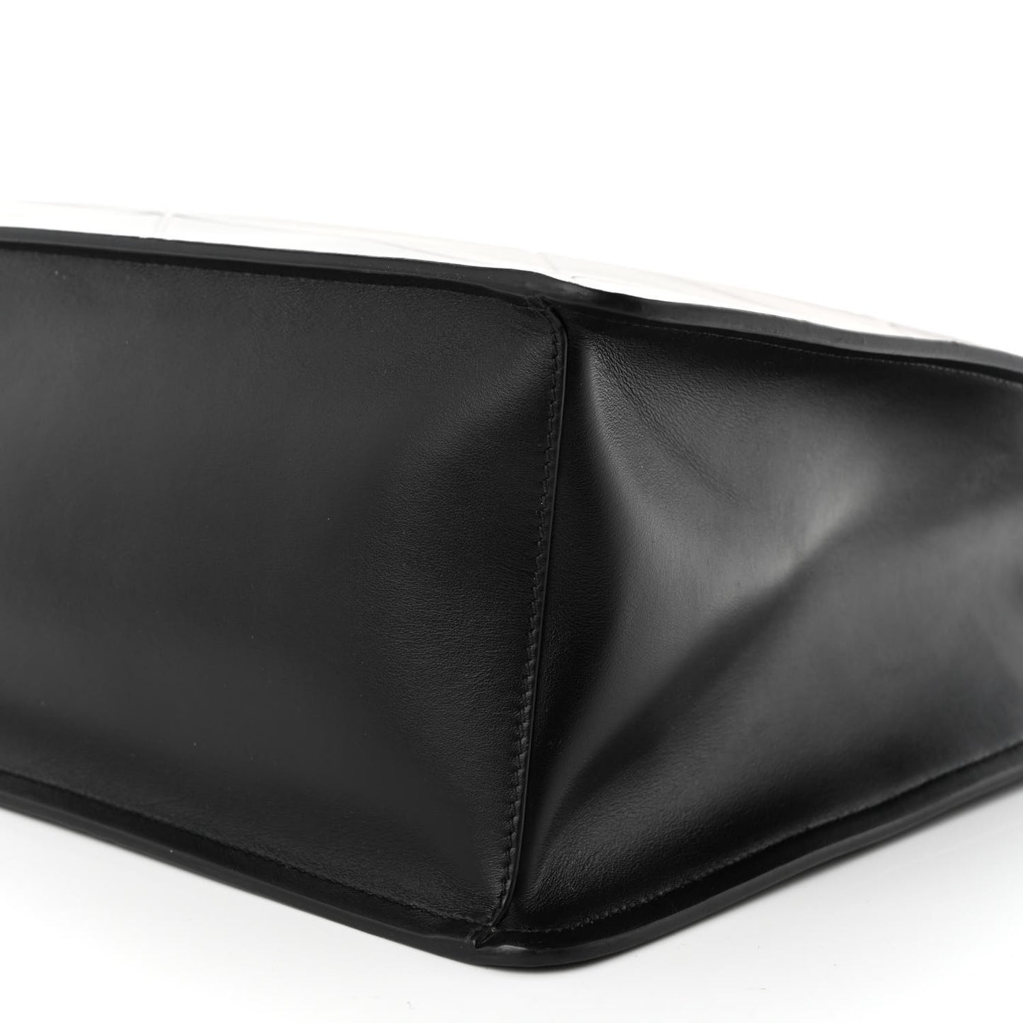 Soft Calfskin Triangle Embossed Large Tote Bag Black