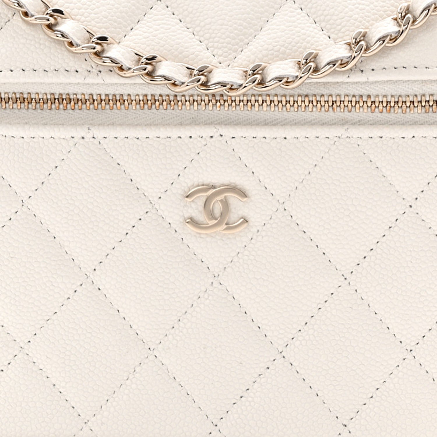 Chanel Caviar Quilted Top Handle Slim Vanity With Chain White 8 of 11