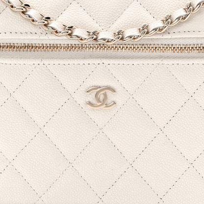 Chanel Caviar Quilted Top Handle Slim Vanity With Chain White 8 of 11