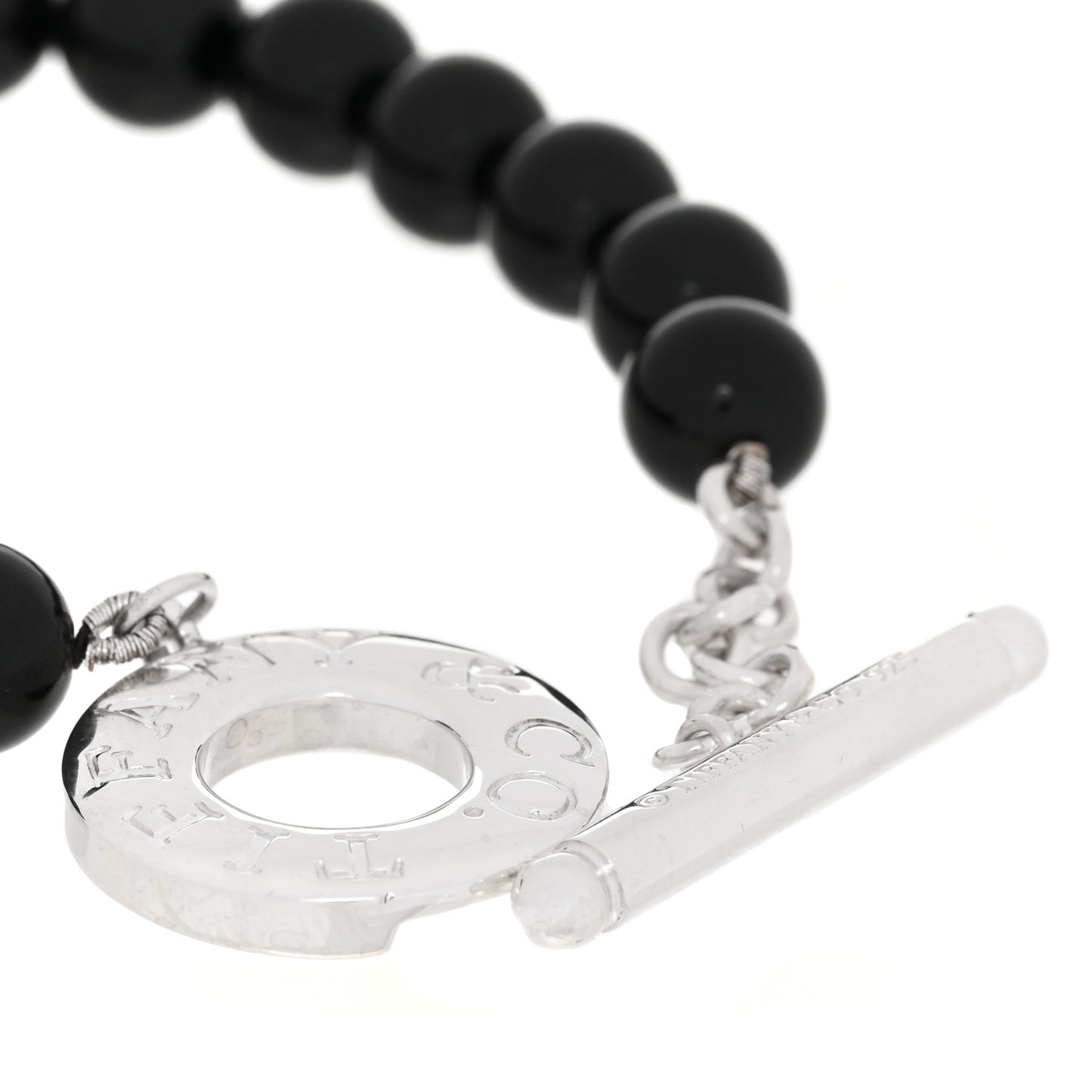 Sterling Silver Black Onyx Bead Toggle Bracelet