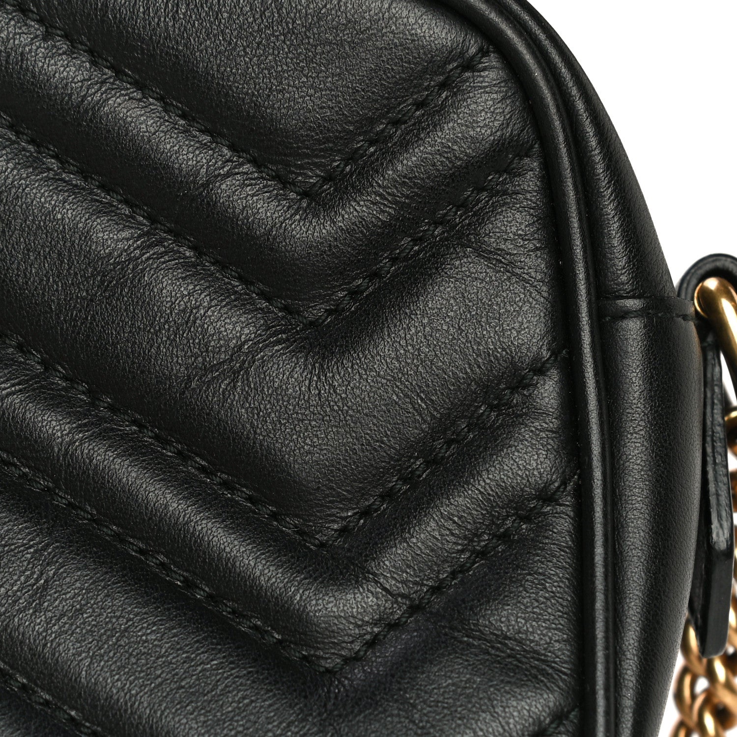 Gucci Calfskin Matelasse Mini GG Marmont Chain Shoulder Bag Black 14 of 17