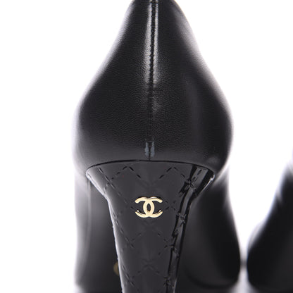Chanel Lambskin Calfskin Patent Cap Toe CC Pumps 40.5 Black 11 of 12