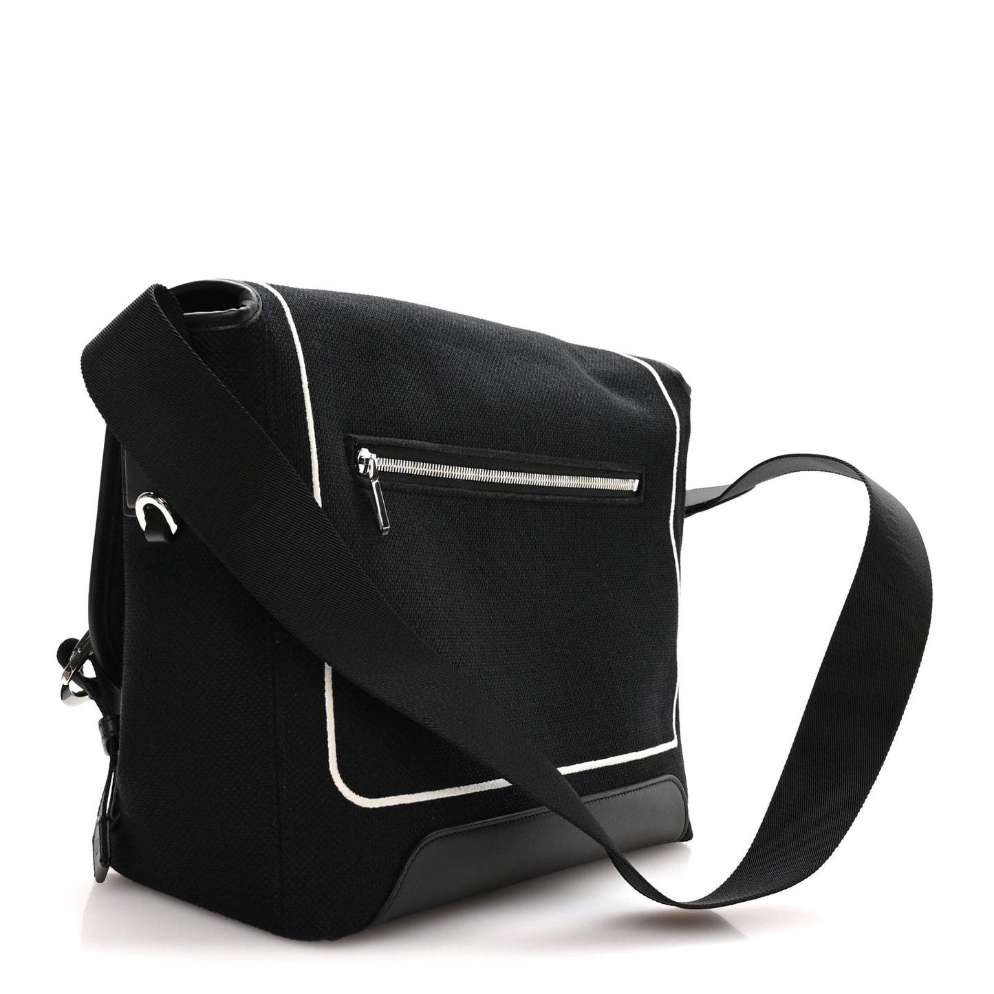 Canvas Embroidered Medium Jett Messenger Black White