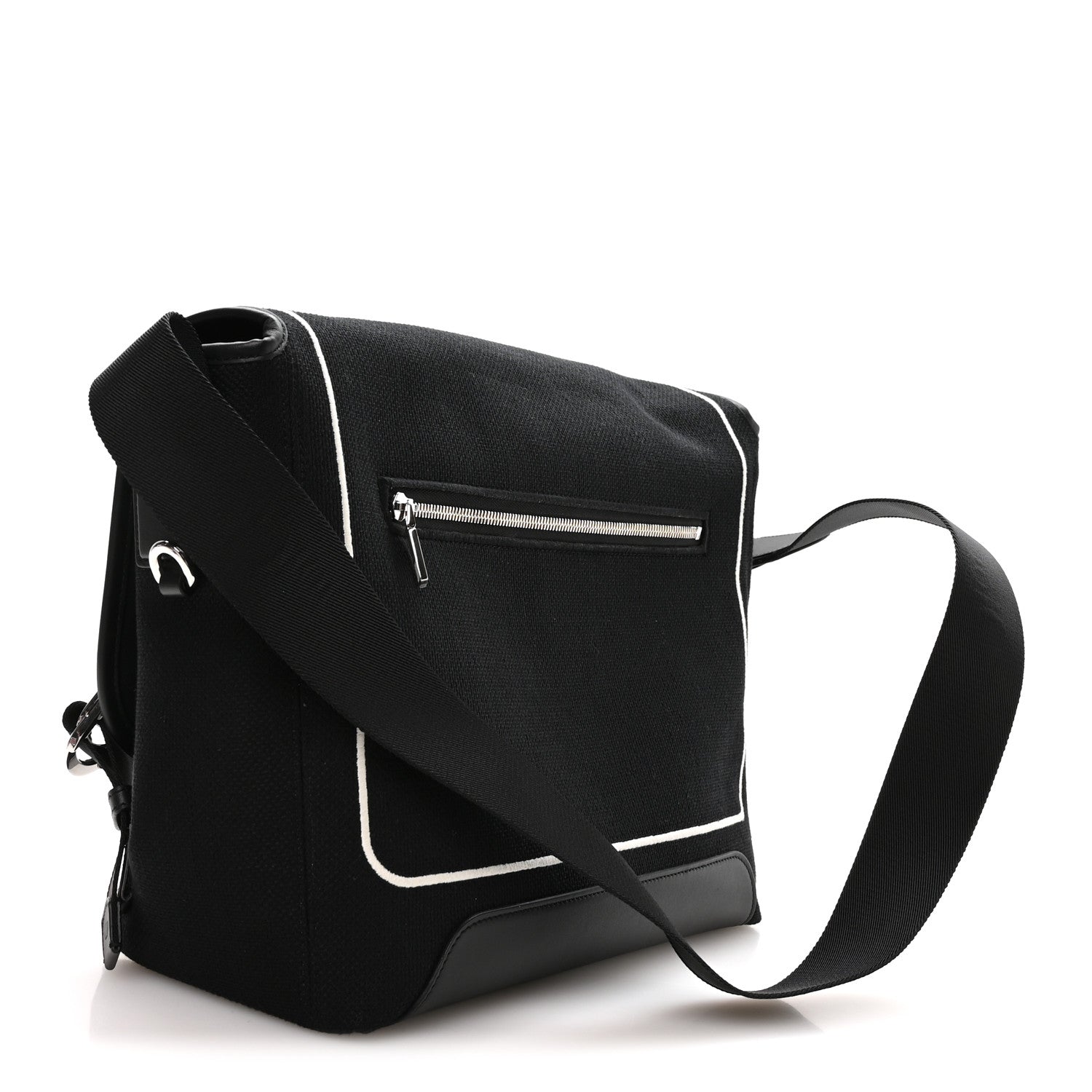 Christian Dior Canvas Embroidered Medium Jett Messenger Black White 3 of 11