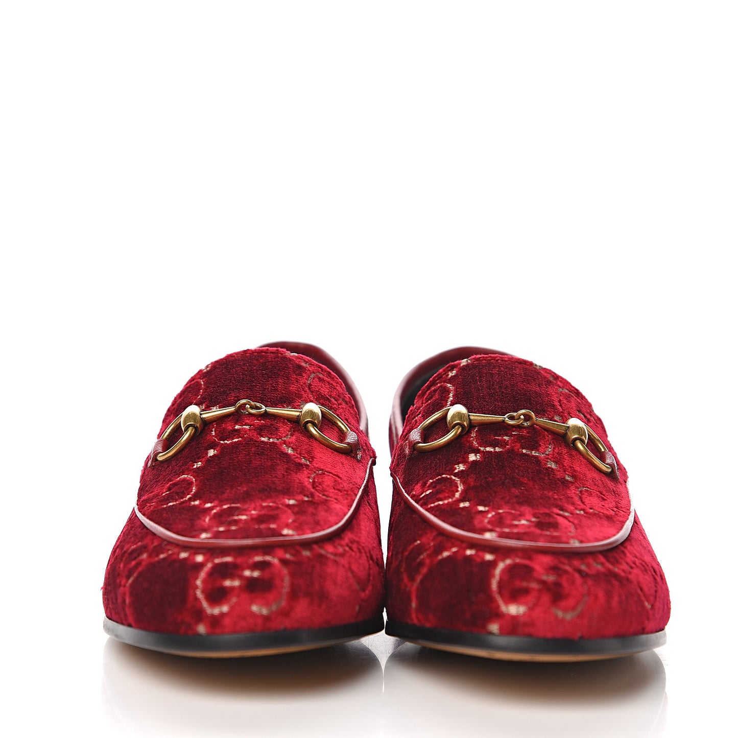 Velvet Malaga Kid GG Monogram Horsebit Womens Jordaan Loafers 35 Red Cipria Romantic Cerise