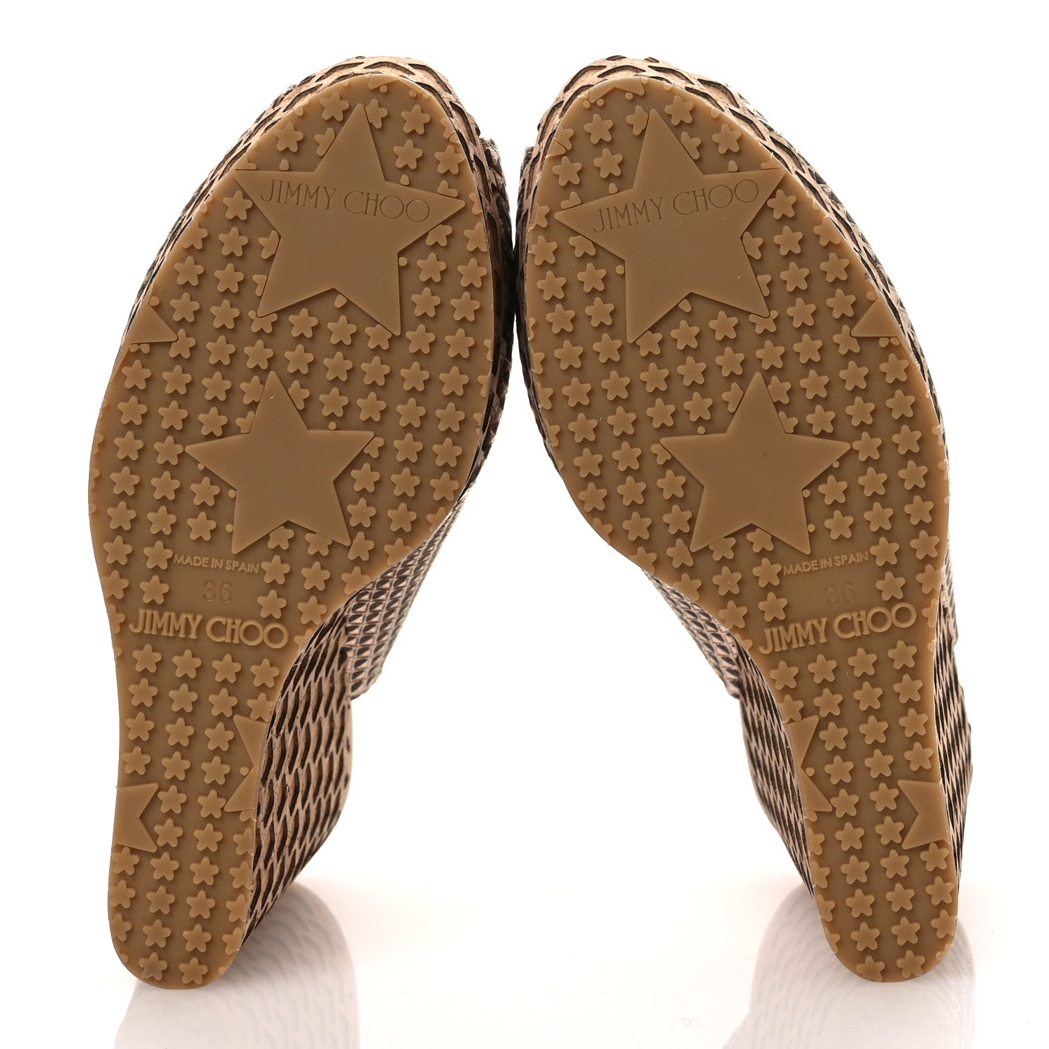 Jimmy Choo Metallic Embossed Calfskin Pacific 120mm Peep-Toe Cork Wedge Sandal 36 Gold 7 of 12