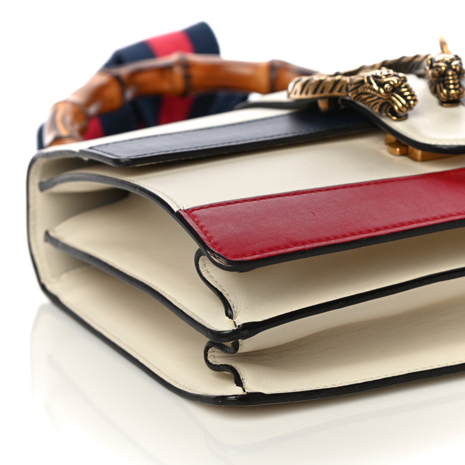 Gucci Calfskin Bamboo Web Medium Dionysus Top Handle Bag White Blue Hibiscus Red 10 of 13