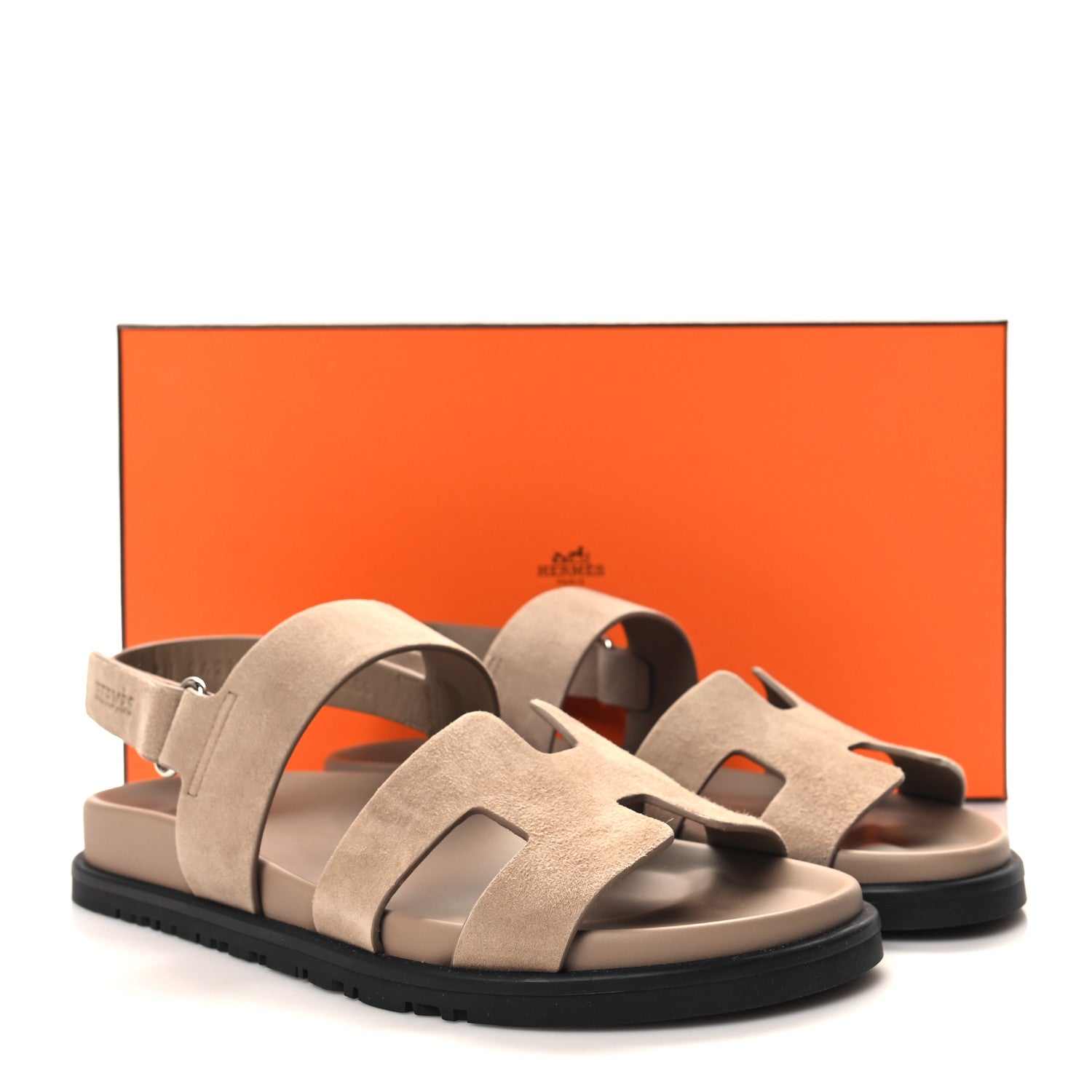 Hermes Suede Goatskin Womens Genius Sandals 38.5 Beige Argile 9 of 9
