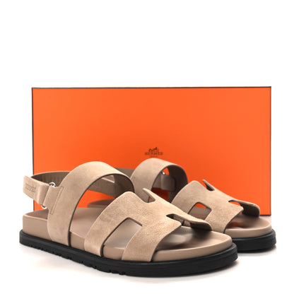 Hermes Suede Goatskin Womens Genius Sandals 38.5 Beige Argile 9 of 9