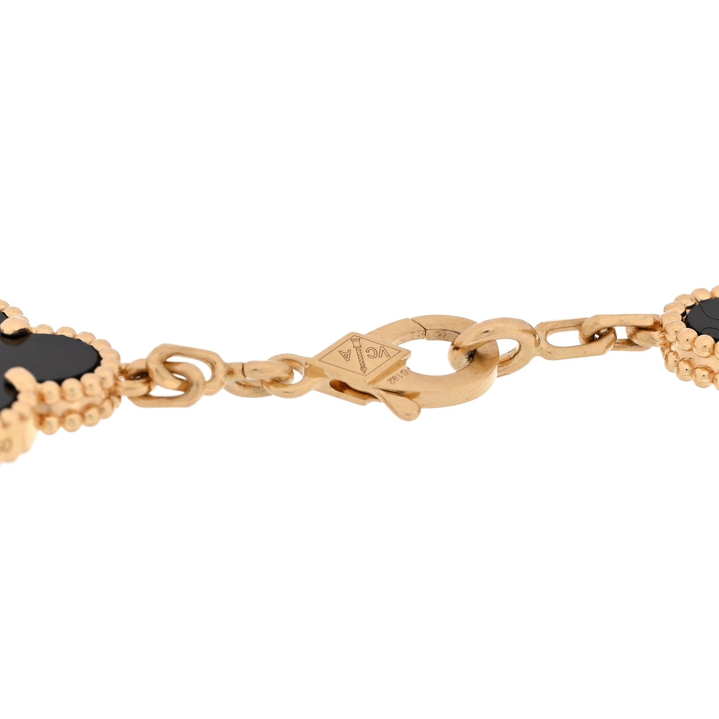 18K Yellow Gold Black Onyx 5 Motifs Vintage Alhambra Bracelet