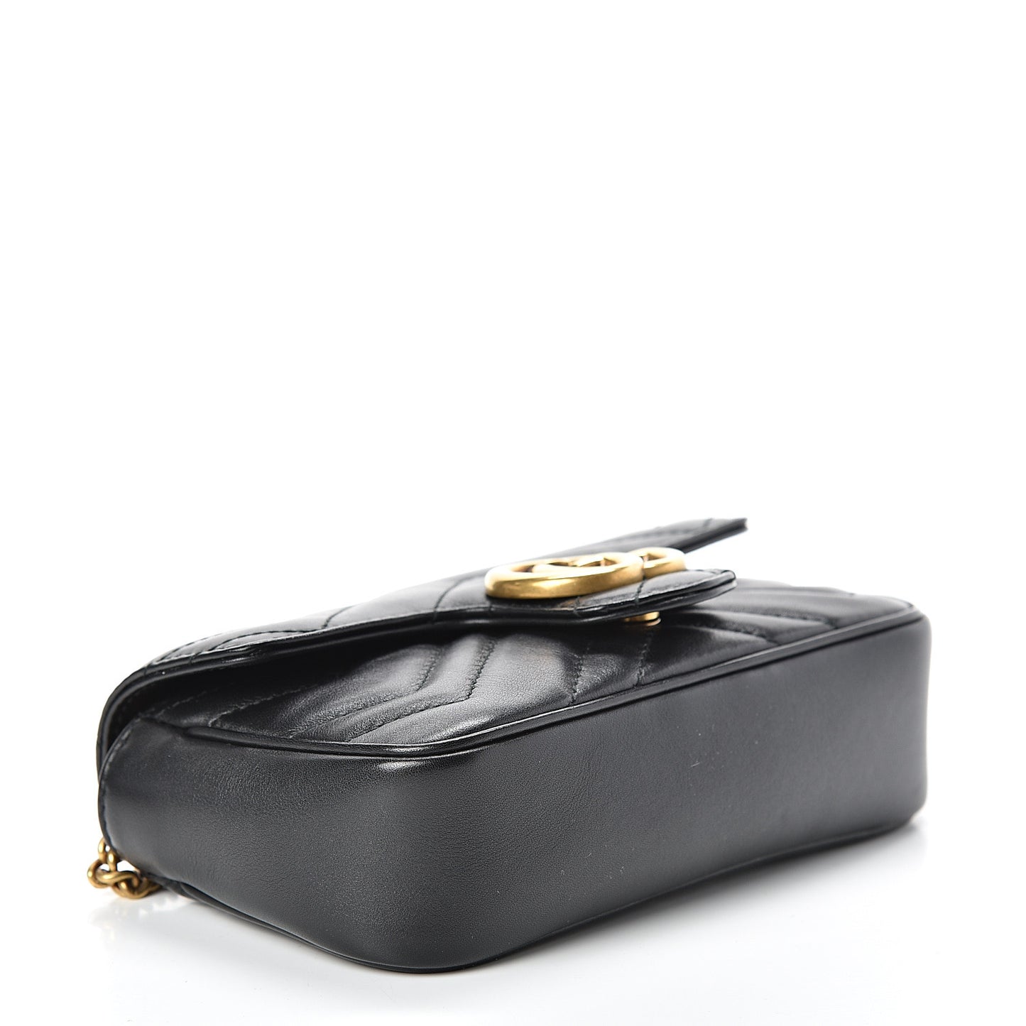 Calfskin Matelasse Super Mini GG Marmont Shoulder Bag Black