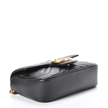 Gucci Calfskin Matelasse Super Mini GG Marmont Shoulder Bag Black 3 of 11
