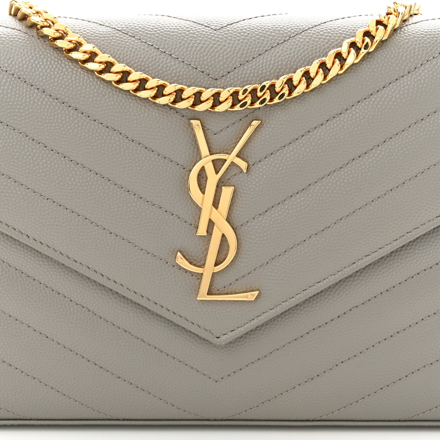 Grain De Poudre Matelasse Chevron Monogram Chain Wallet Fog