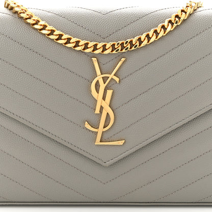 Saint Laurent Grain De Poudre Matelasse Chevron Monogram Chain Wallet Fog 9 of 12