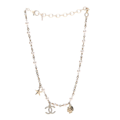 Chanel Pearl Crystal CC Star Short Necklace Gold 3 of 5
