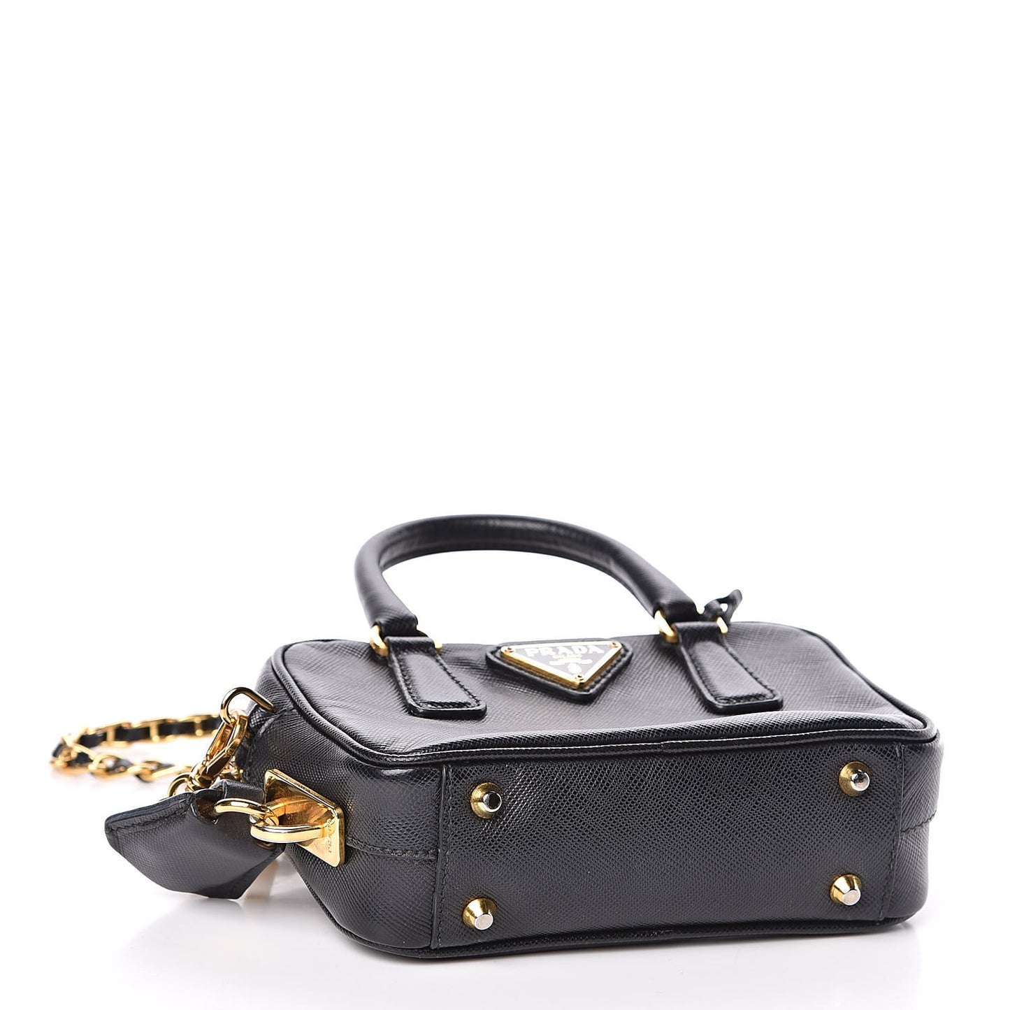 Saffiano Lux Mini Top Handle Crossbody Bag Black