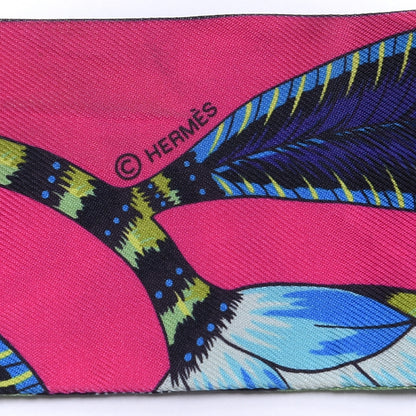Hermes Silk The Savana Dance Twilly Rose Indien Indigo Vert 4 of 4