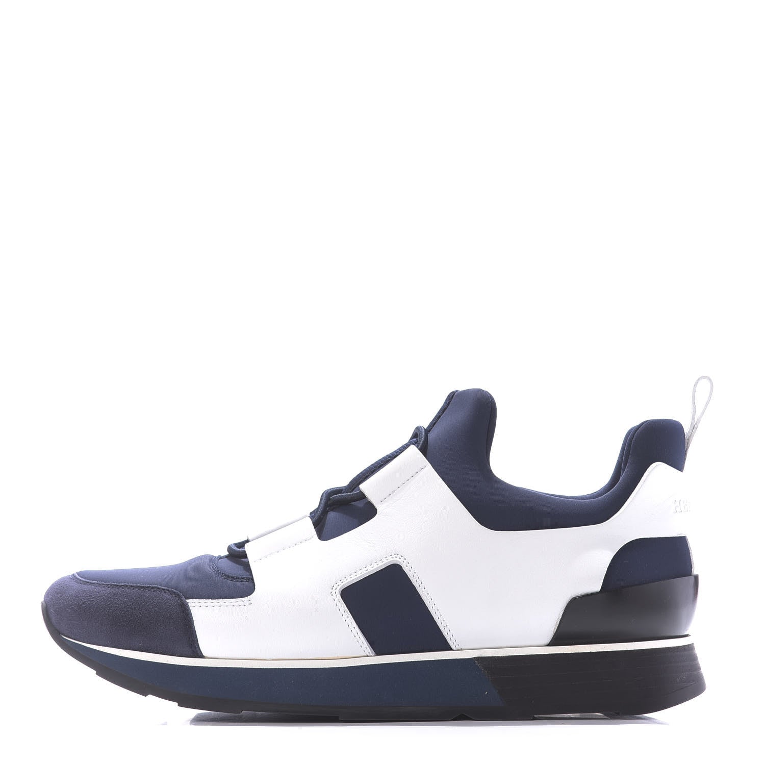 Hermes Technical Canvas Calfskin Goatskin Womens Player Sneakers 38.5 Marine White Black 1 of 12