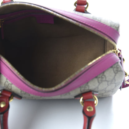 Gucci GG Supreme Monogram Moon Calfskin Small Boston Beige Ebony Hibiscus Red New Rosette 5 of 10
