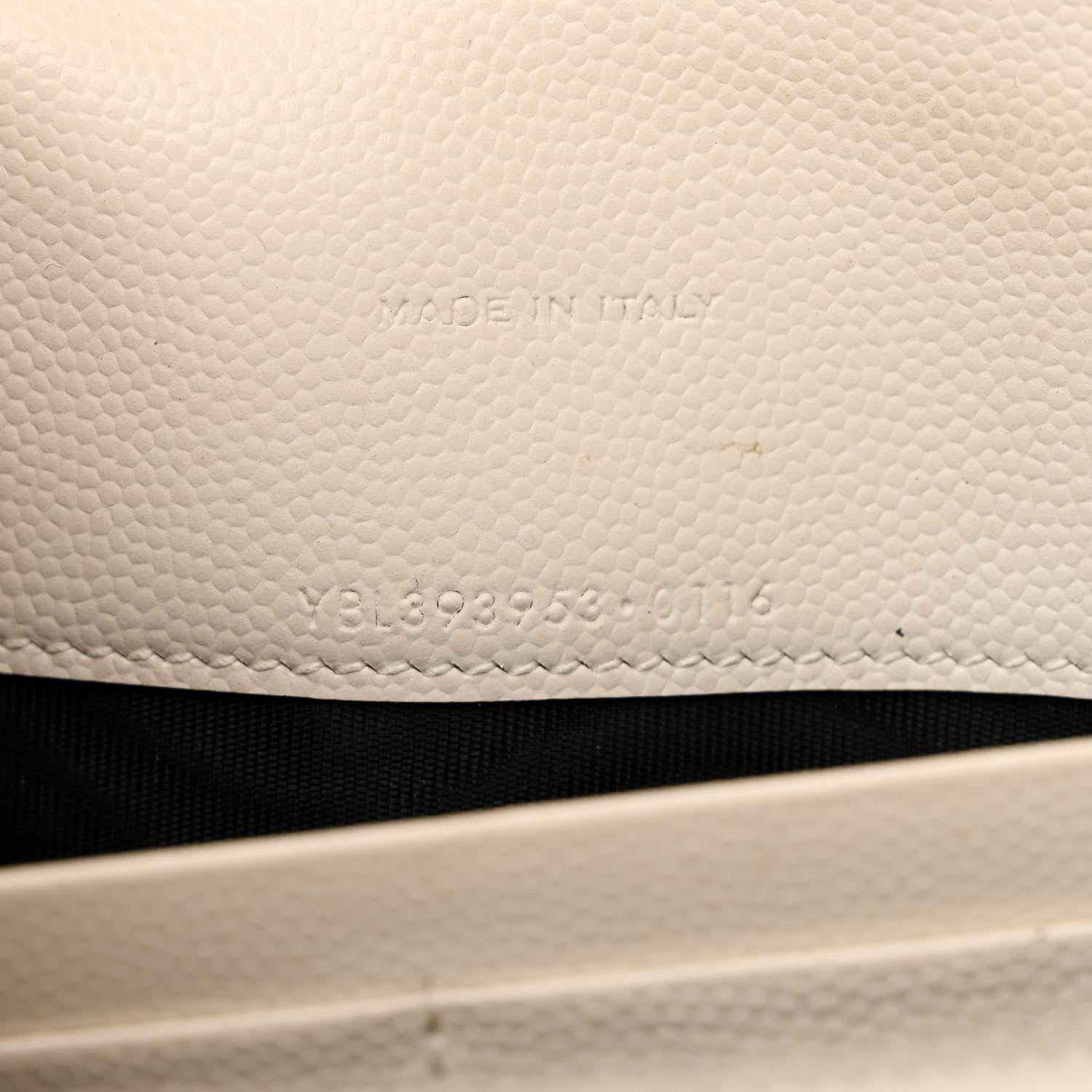 Saint Laurent Grain De Poudre Matelasse Chevron Monogram Envelope Chain Wallet White 7 of 21