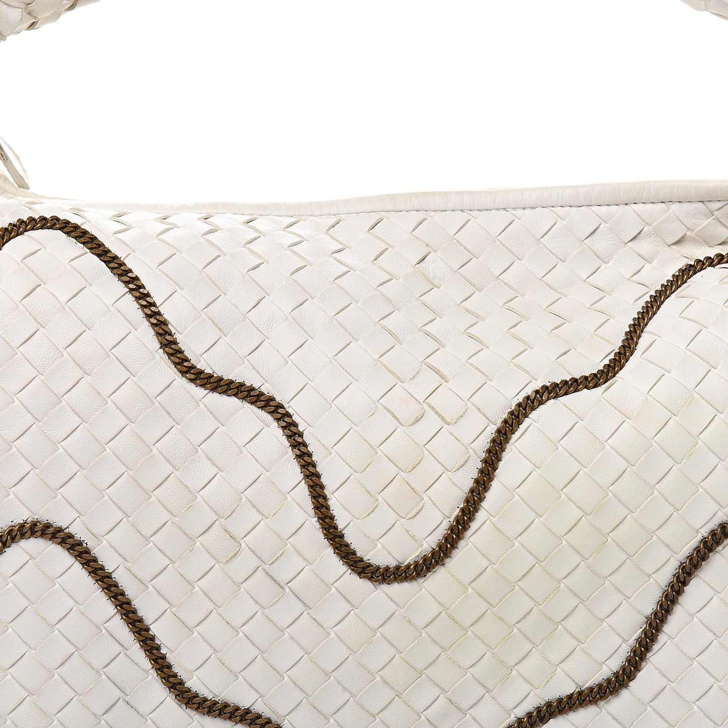Nappa Intrecciato Medium Veneta Chain Hobo White