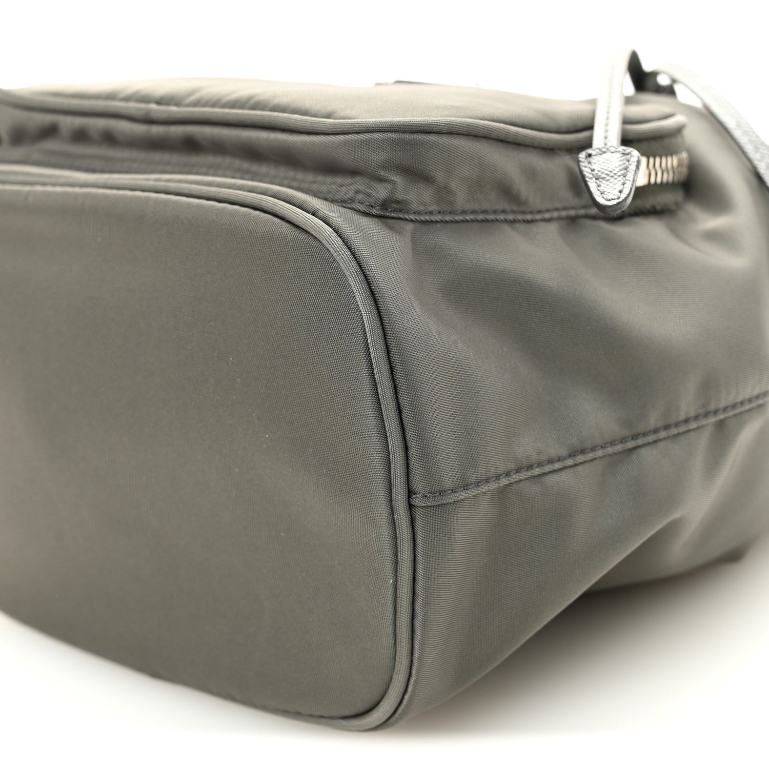 Prada Re-Nylon Saffiano Duet Bucket Crossbody Bag Mercury 1882247