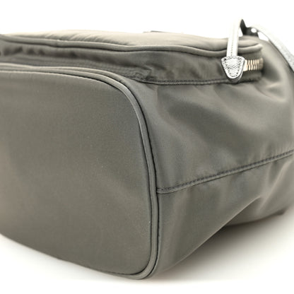 Prada Re-Nylon Saffiano Duet Bucket Crossbody Bag Mercury 8 of 8