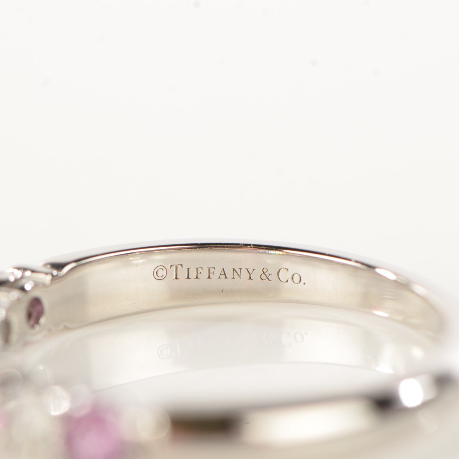 Tiffany Platinum Diamond Pink Sapphire Legacy Ring 7 5 of 6