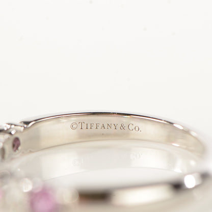 Tiffany Platinum Diamond Pink Sapphire Legacy Ring 7 5 of 6