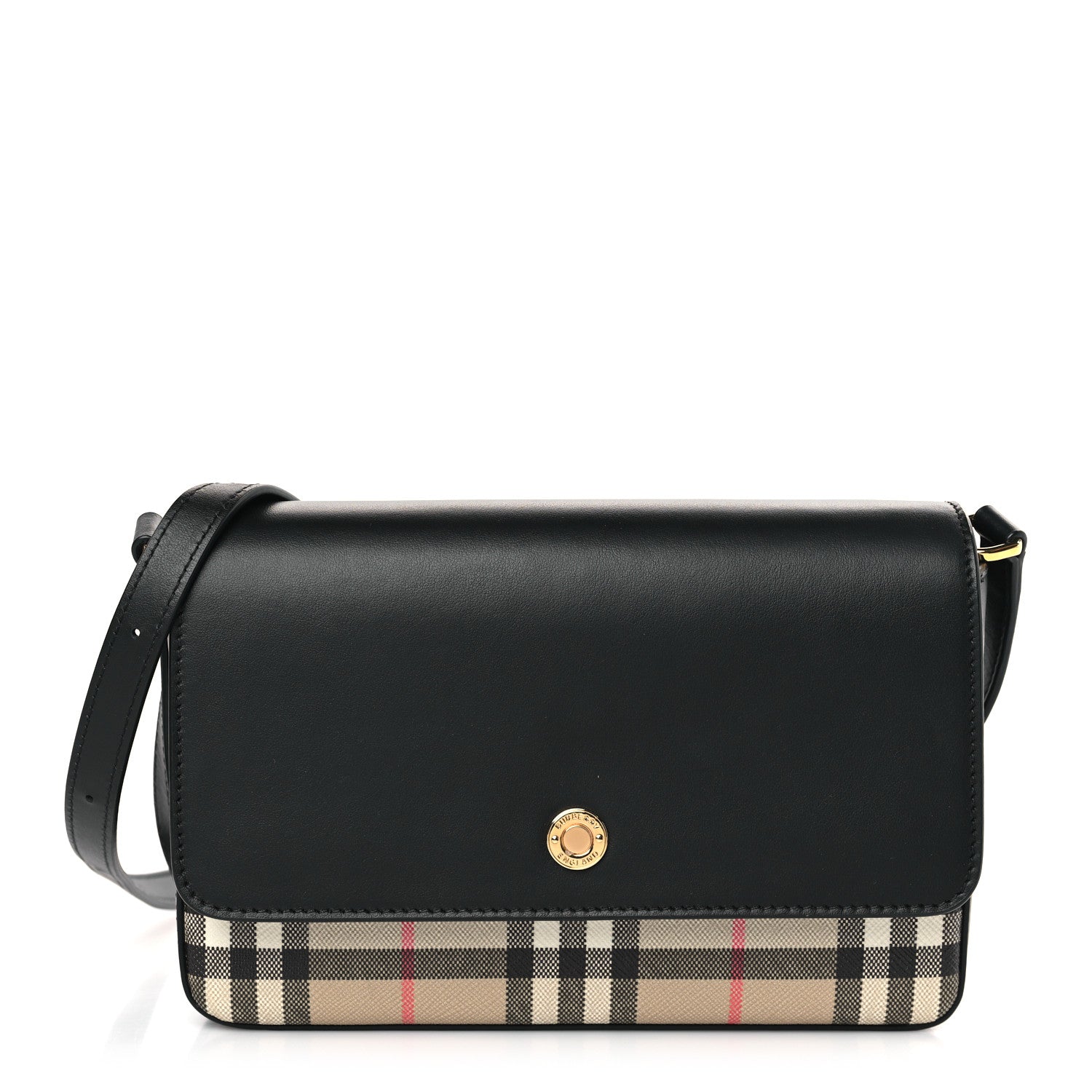 Burberry Calfskin Vintage Check New Hampshire Bag Black 1 of 8