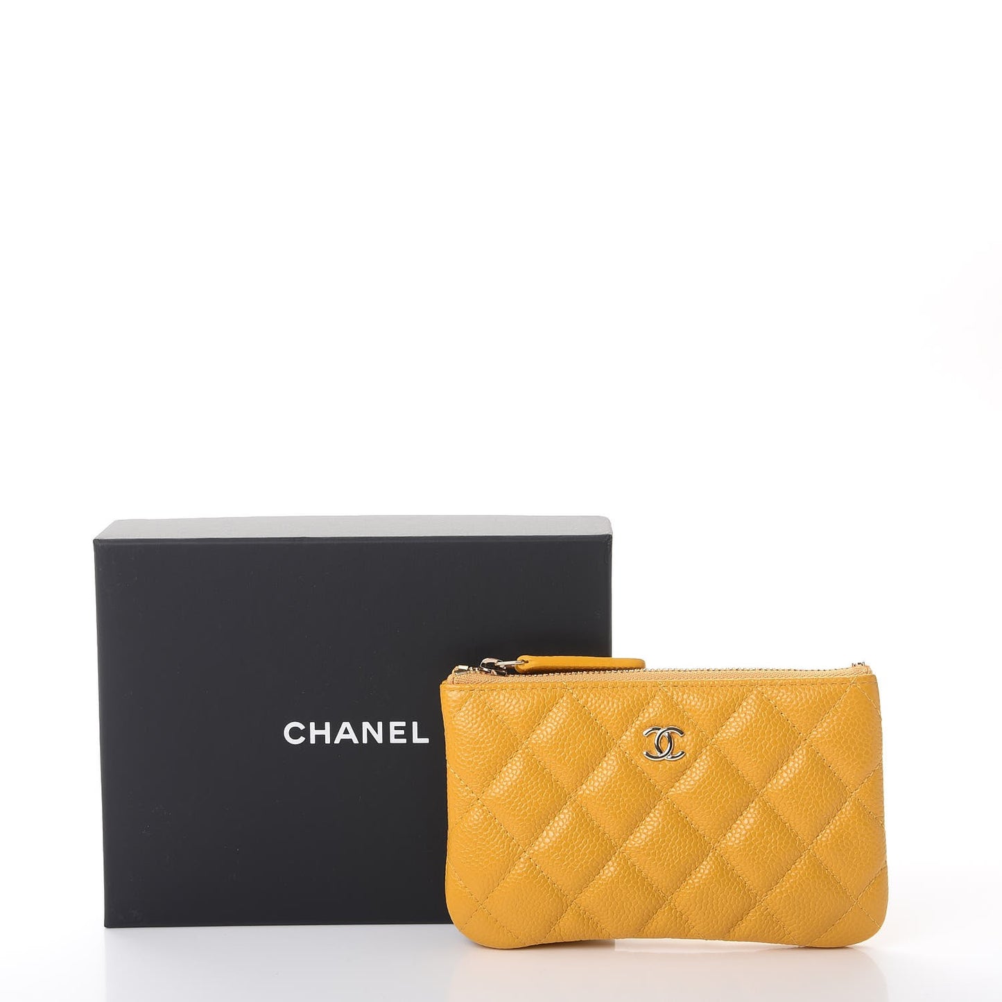 Caviar Quilted Small Cosmetic Case Yellow