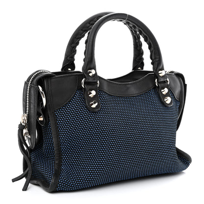 Balenciaga Mesh Agneau Arena Classic Silver Hardware Mini City Black Navy Orange 3 of 11