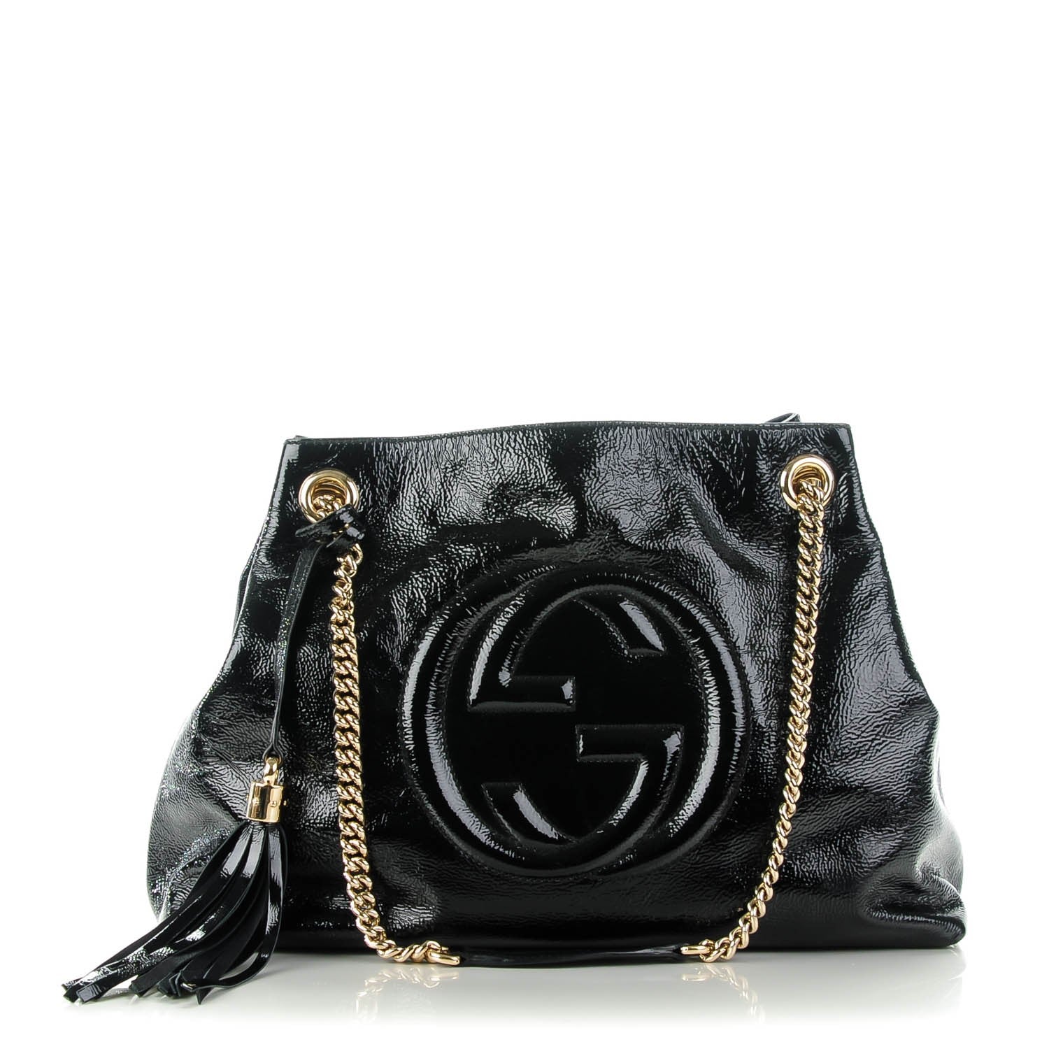 Gucci Patent Medium Soho Chain Shoulder Bag Black 1 of 7