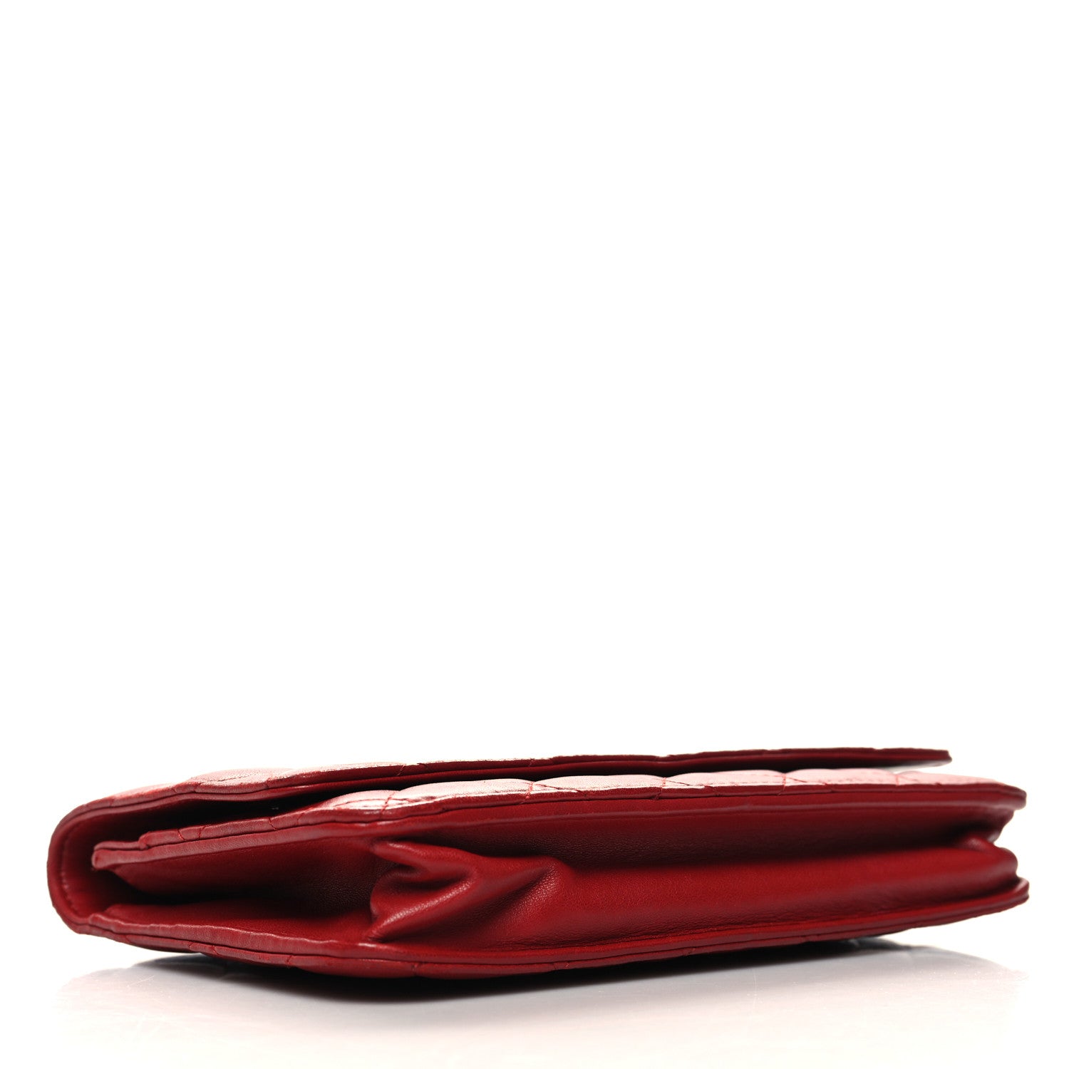 Chanel Lambskin Quilted Wallet On Chain WOC Red 4 of 12