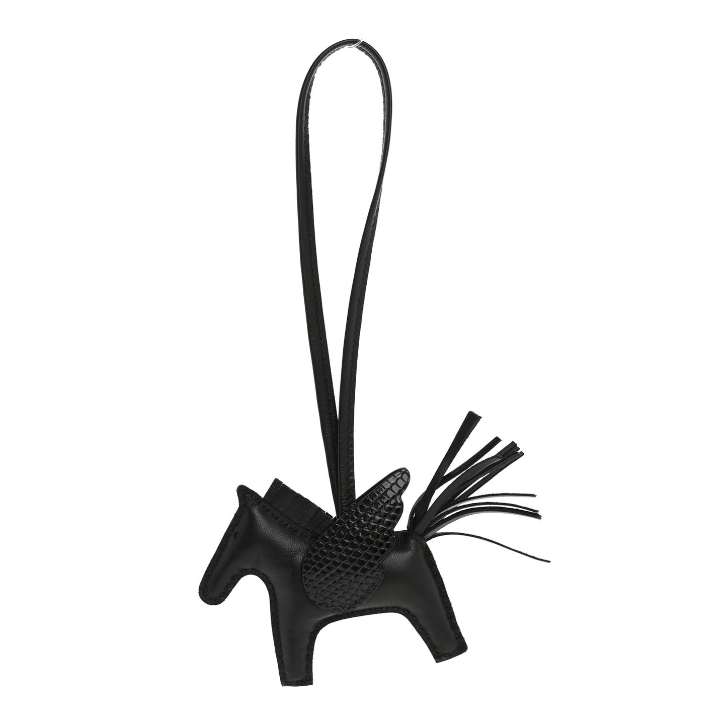 Milo Lambskin Lizard Touch Grigri Rodeo Pegase Horse Bag Charm PM So Black