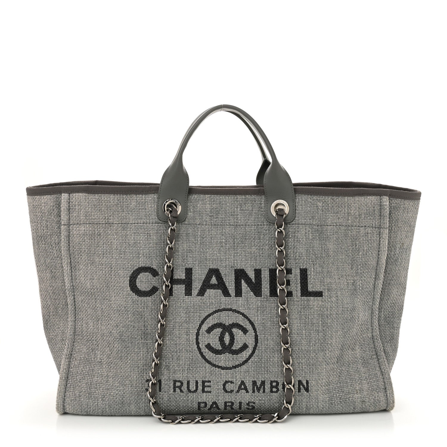 Chanel Woven Straw Raffia Large Deauville Tote Grey 1 of 12